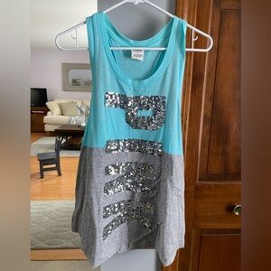 Teal and Gray Sequin Tank Top